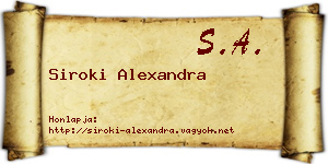 Siroki Alexandra névjegykártya